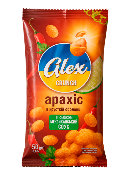 ALEX CRUNCH арахіс в хрусткій оболонці зі смаком мексиканського соусу 50г