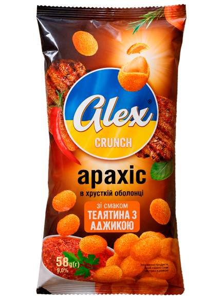 ALEX CRUNCH арахіс в хрусткій оболонці зі смаком телятини з аджикою 50г